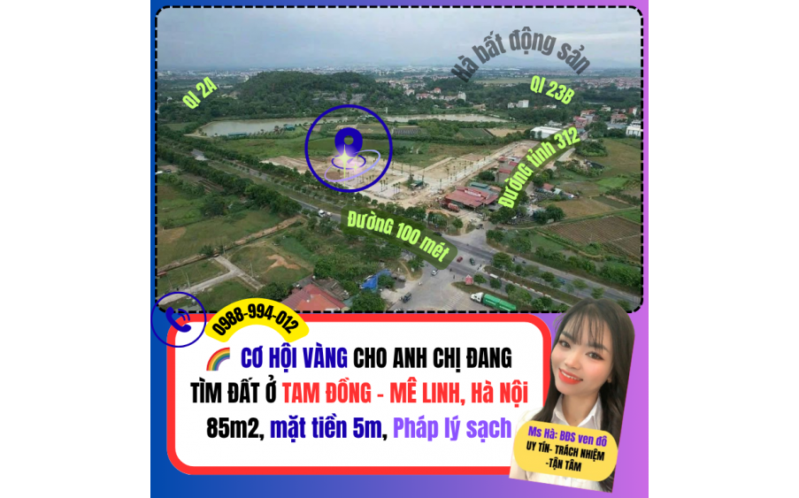 bán gấp băng 1 kinh doanh đường 100 mét Khu đấu giá Tam đồng, Mê Linh, Hà Nội